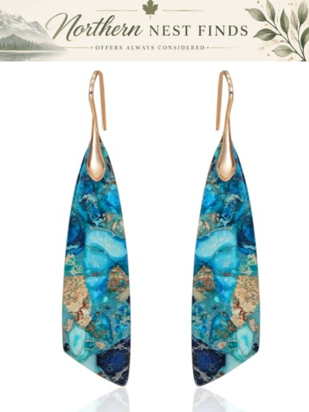 Natural Stone Triangle Dangle Drop Earrings
